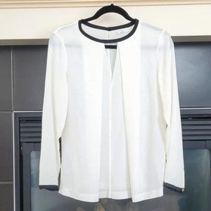 Club Monaco 100% Silk White Blouse Long Sleeves Size M